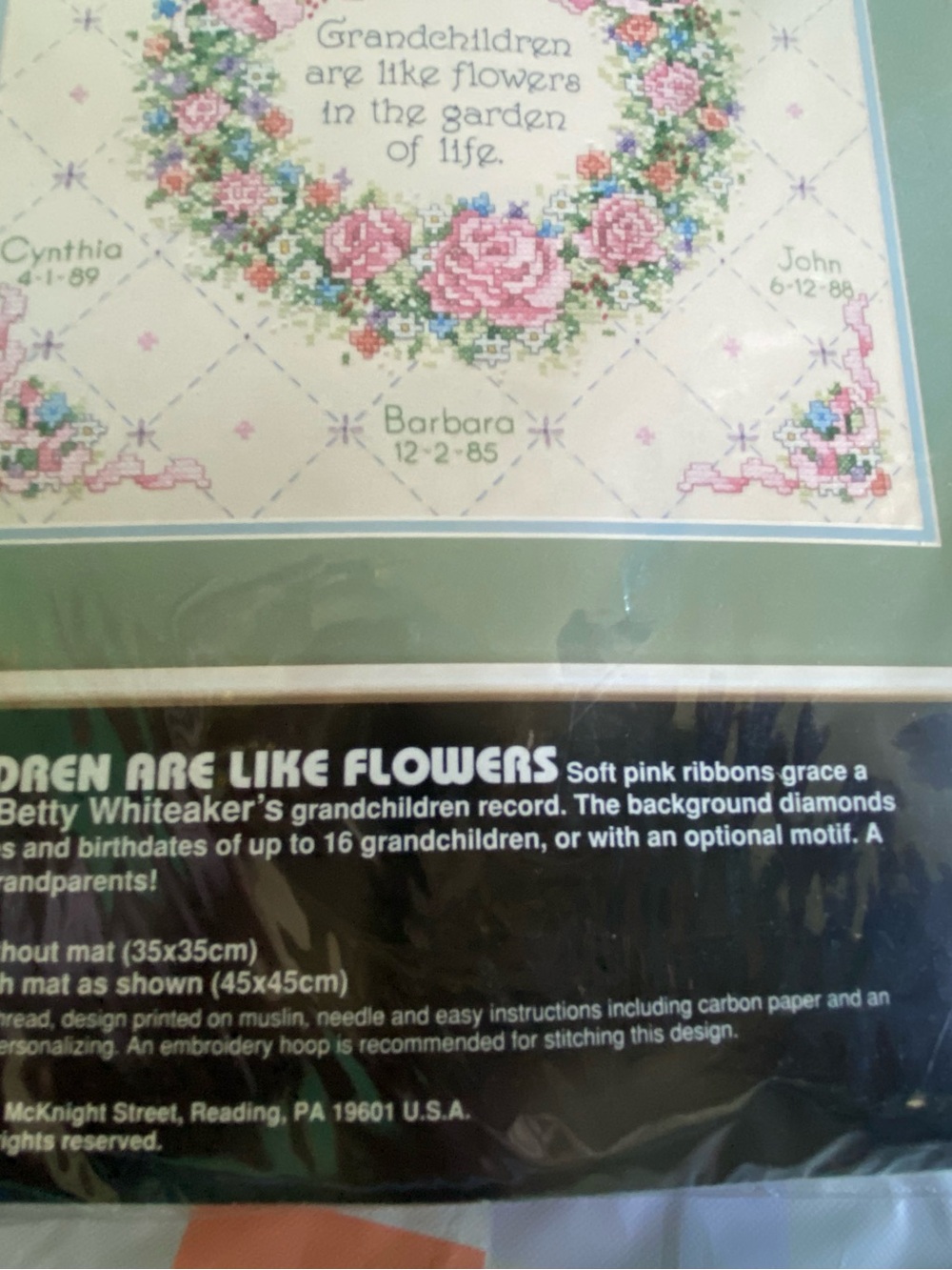 Vintage Dimensions Stamped Cross Stitch Grandchildren Are Like Flowers 1991 NIP - Picture 3 of 10